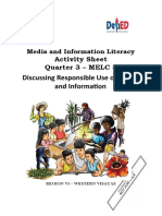 Discussing Responsible Use of Media and Information: Activity Sheet Quarter 3 - MELC 3