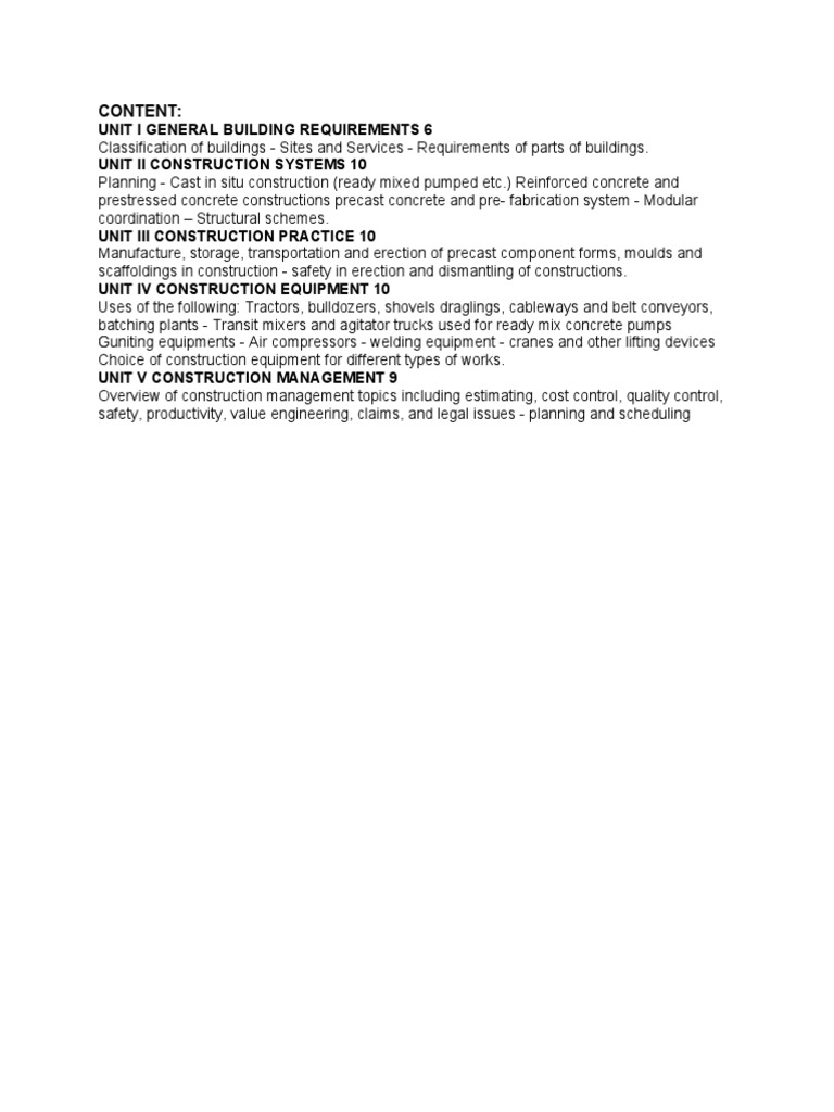 Construction Management Syllabus | PDF