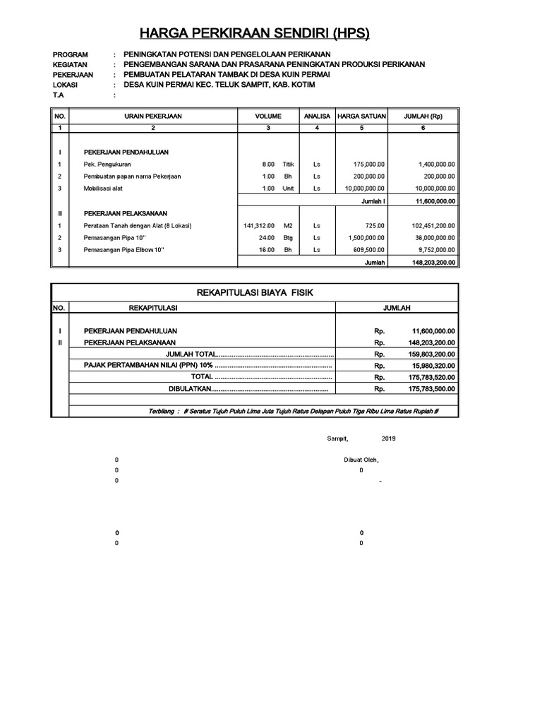 RAB Pembangunan Tambak Udang 2021 | PDF