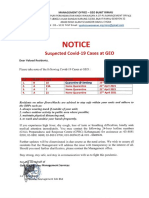 Urgent Notice - Suspected Covid-19 Cases