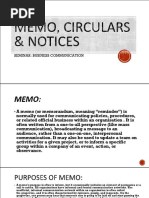 Memo, Circulars and Notices