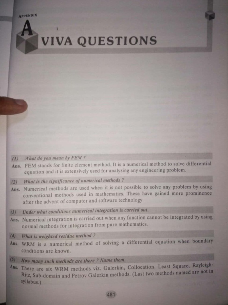 Fea Viva Questions PDF Finite Element Method Numerical Analysis