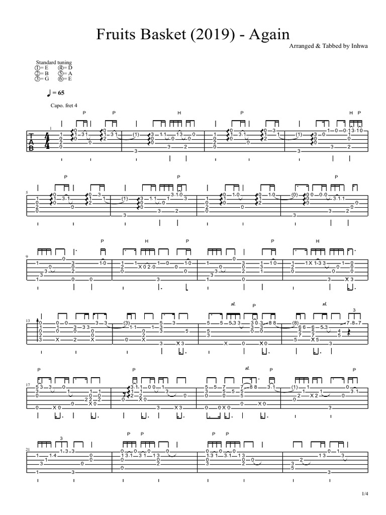 Again (Fruits Basket) Guitar Tab PDF Celtic Musical Instruments