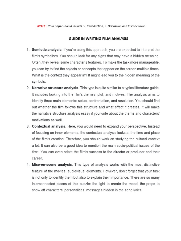 Guide in Writing Film Analysis PDF