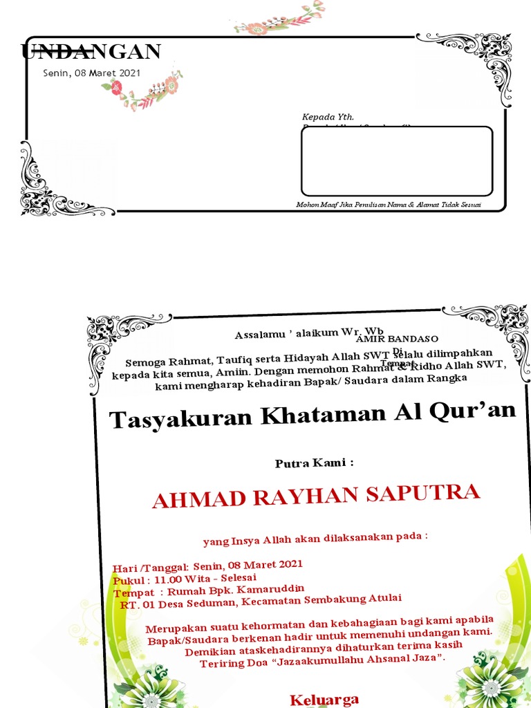 Undangan Khatam Quran | PDF