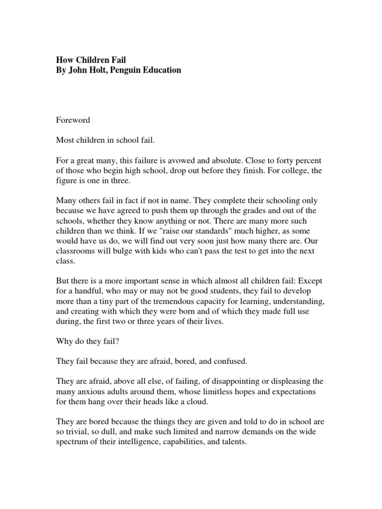 How Children Fail By John Holt Pdf