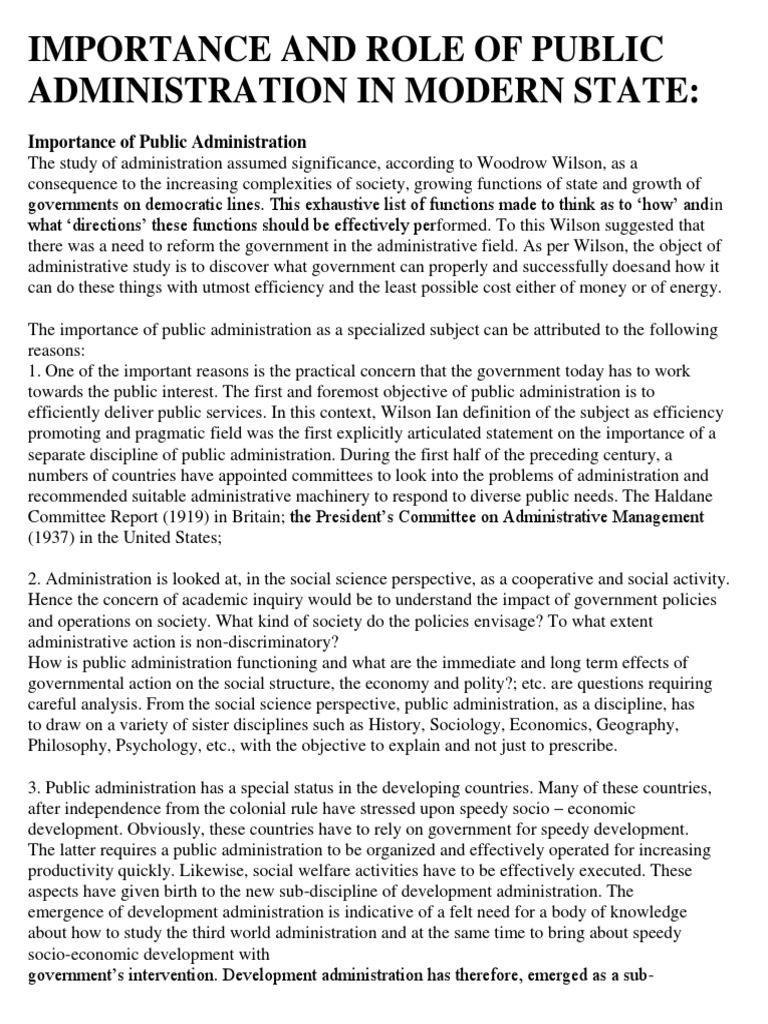 Role of Public Administration Today | PDF | Public Administration ...