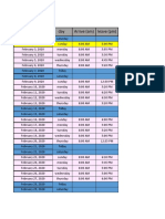 B1Feb-20 Day Arrive (Am) Leave (PM)