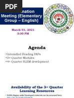 Coordination Meeting (Elementary Group - English) : March 01, 2021 3:30 PM