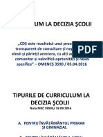 Tipurile de Curriculum La Decizia Scolii 2017-2018