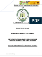 Internship Report On Khalid Modern Industry PVT LTD (Ali Zaib)