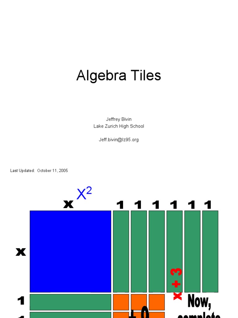 Algebra Tiles: Jeffrey Bivin Lake Zurich High School | PDF