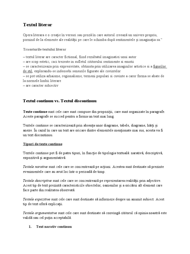 Textul Literar | PDF