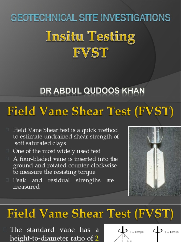Field Vane Shear Test Overview | PDF | Soil Mechanics | Materials