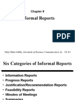 Informal Reports: Mary Ellen Guffey, Essentials of Business Communication, 6e