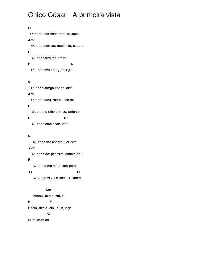 A Primeira Vista (Letra e Cifra) | PDF