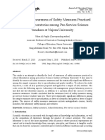 The Level of Awareness of Safety Measures Practiced in School Laboratories Among Pre-Service Science Teachers at Najran University