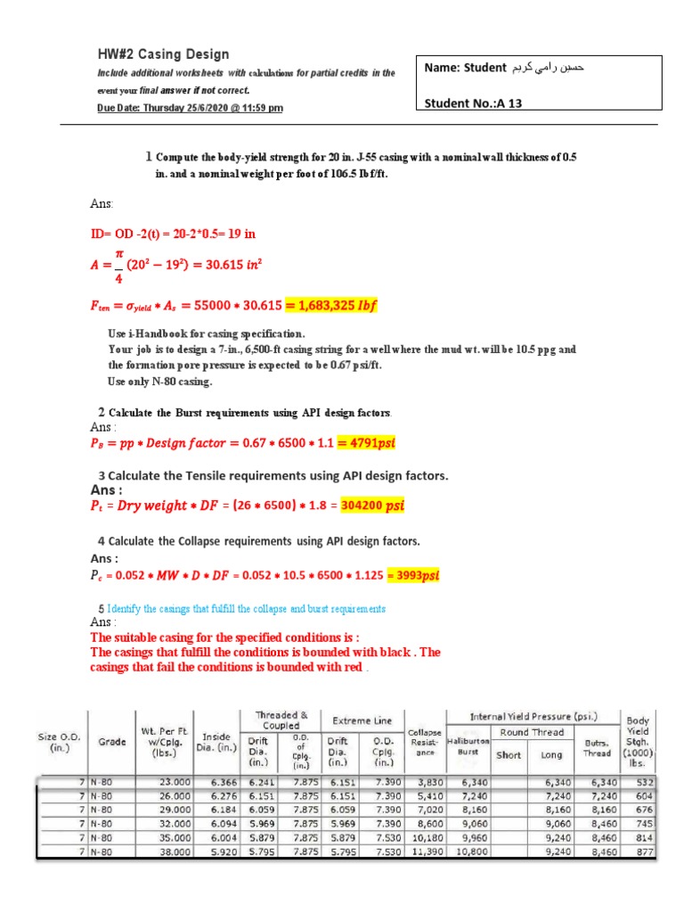 HW1 - Casing Design | PDF | Casing (Borehole) | Nature