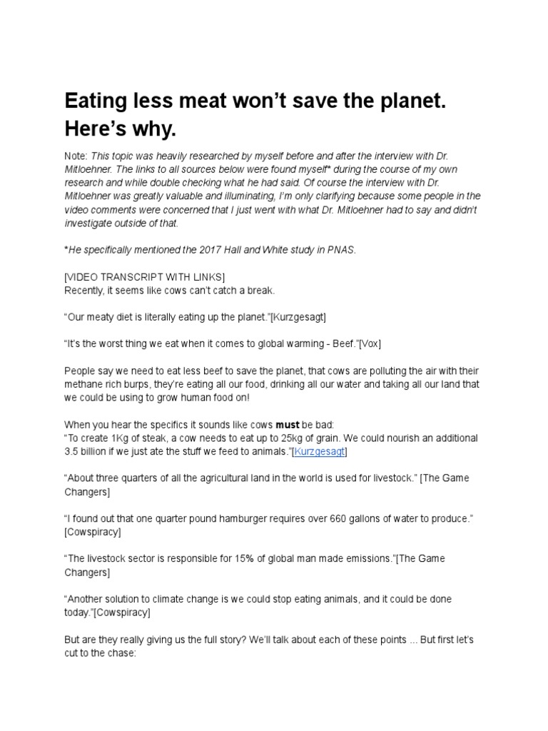 Eating Less Meat Won't Save The Planet | PDF | Greenhouse Gas | Cattle