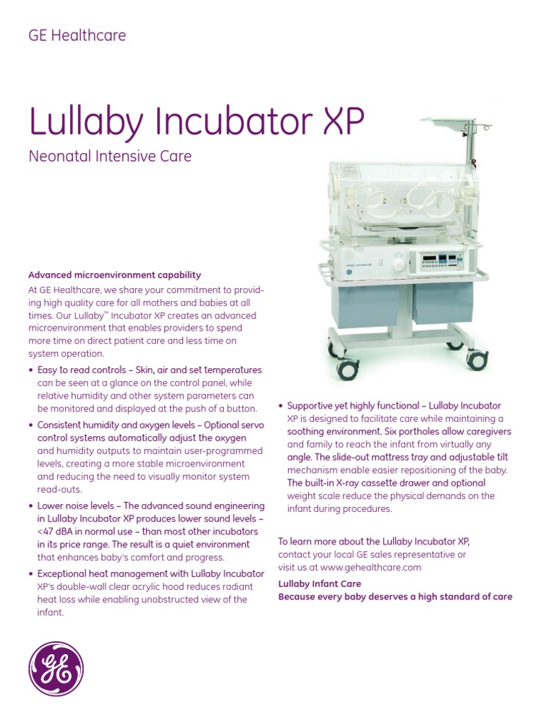 Lullaby Incubator XP: GE Healthcare | PDF | Neonatal Intensive Care ...