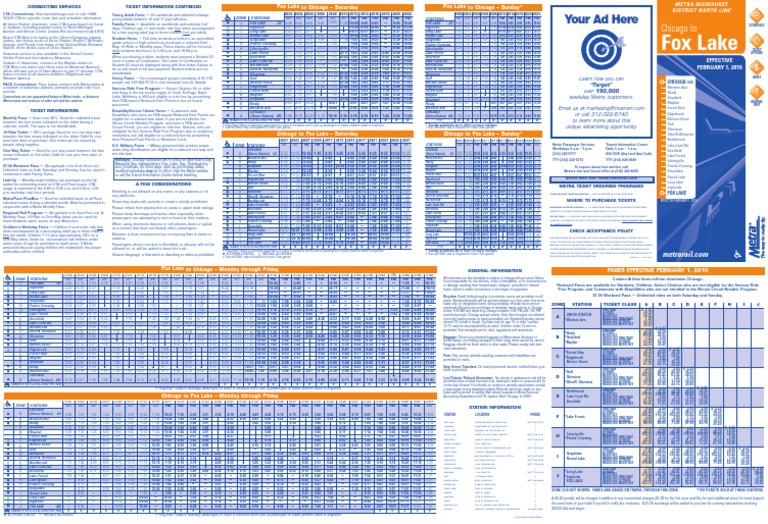Metra Schedule PDF Passenger Rail Transport Transport