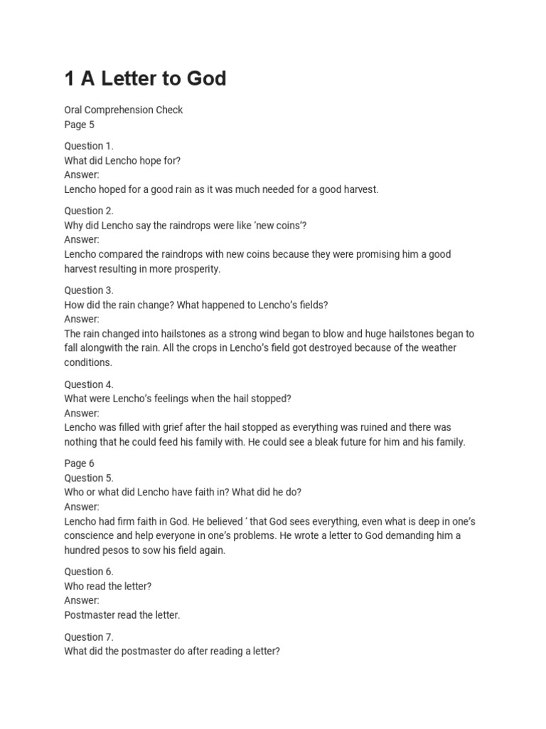 A Letter to God Understanding Lencho's Unwavering Faith Through