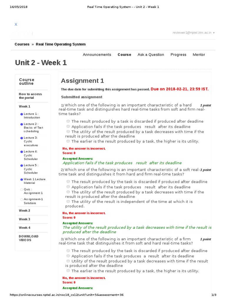 Unit 2 - Week 1: Assignment 1 | PDF | Scheduling (Computing) | Real ...