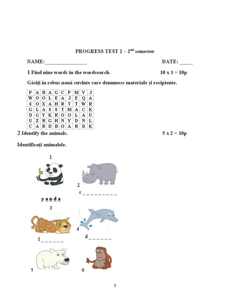 Progress Test 2 Pentru A Vii A Sem Ii Pdf Languages Language