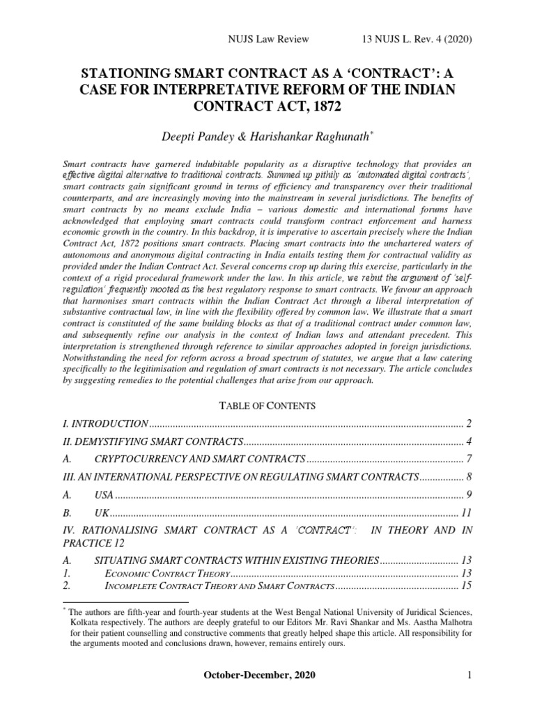 Smart Contracts and Indian Law Reform | PDF | Cryptocurrency | Reserve ...