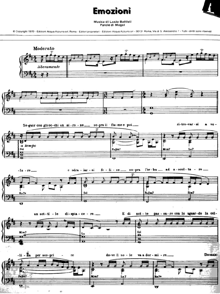 Lucio Battisti Emozioni Spartito Compress