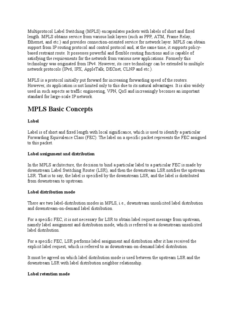 Multiprotocol Label Switching | PDF | Networking | Multiprotocol Label ...