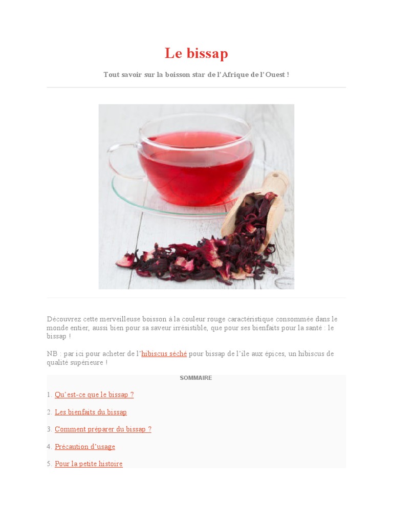 Le bissap (jus d'hibiscus) : recette et bienfaits pour la santé