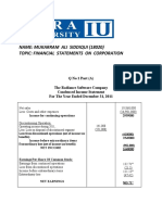 Name: Mukarram Ali Siddiqui (18020) Topic: Financial Statements On Corporation