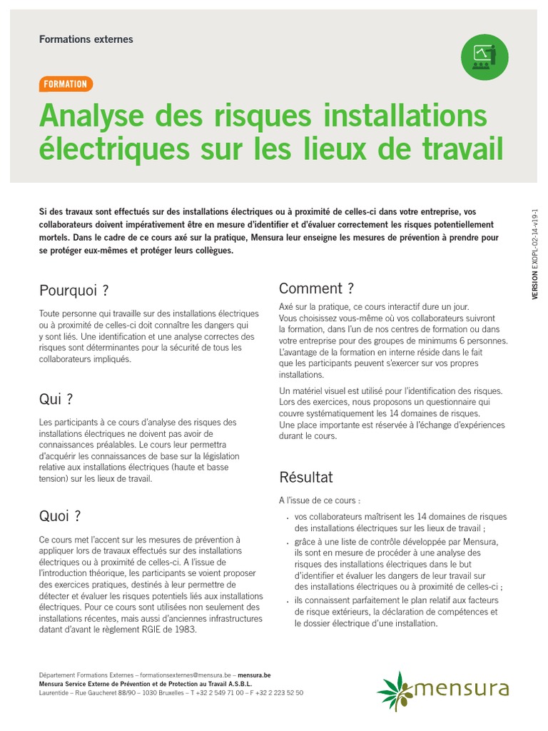 Analyse des risques électriques en entreprise | PDF | Prophylaxie ...