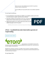 Etoro - La Plataforma Más Innovadora Gracias Al Copytrading