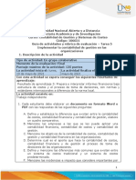 Guía de actividades y Rúbrica de evaluación - Tarea 5 - Implementar la contabilidad de gestión en las organizaciones