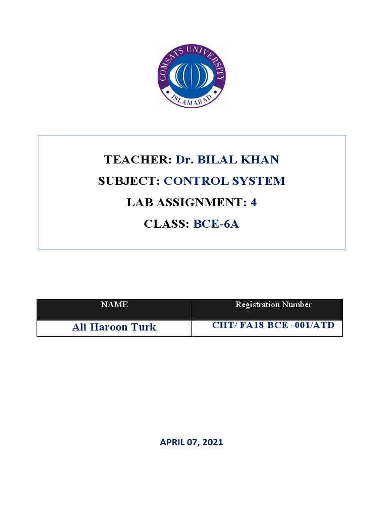 Control System Lab: Step Response Analysis | PDF | Systems Theory ...