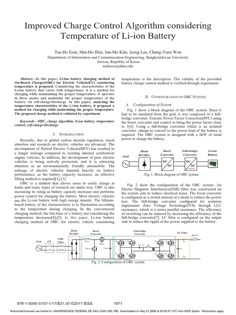Improved Charge Control Algorithm Considering Temperature of Li-Ion ...