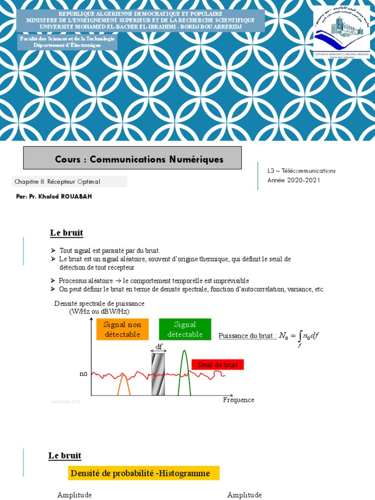 Chapitre 2. Récepteur Optimal PDF Décibel Rapport signal sur bruit