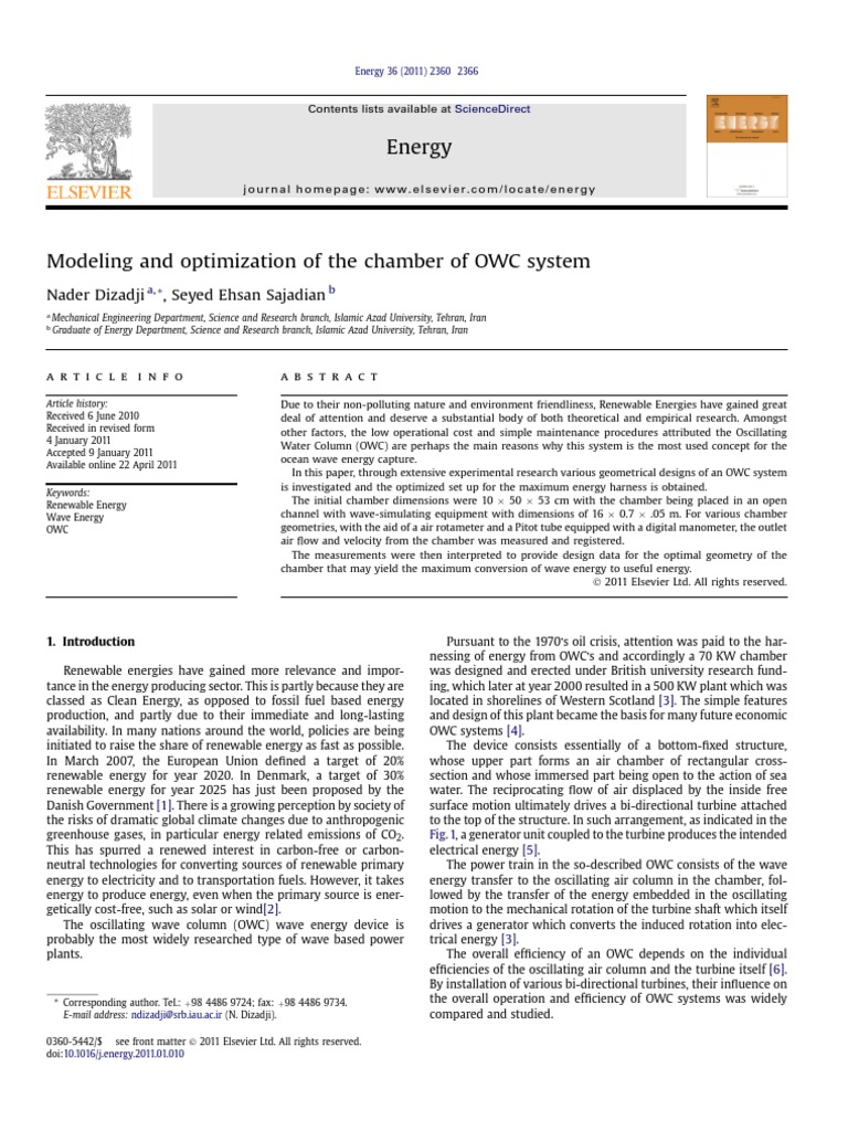 Modeling and Optimization of The Chamber | PDF | Renewable Energy | Turbine