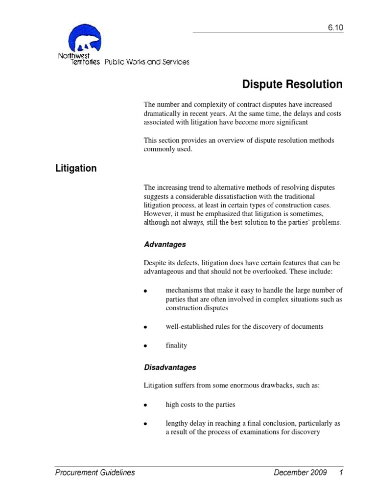 6.10 Resolving Contract Disputes | PDF | Mediation | Alternative ...