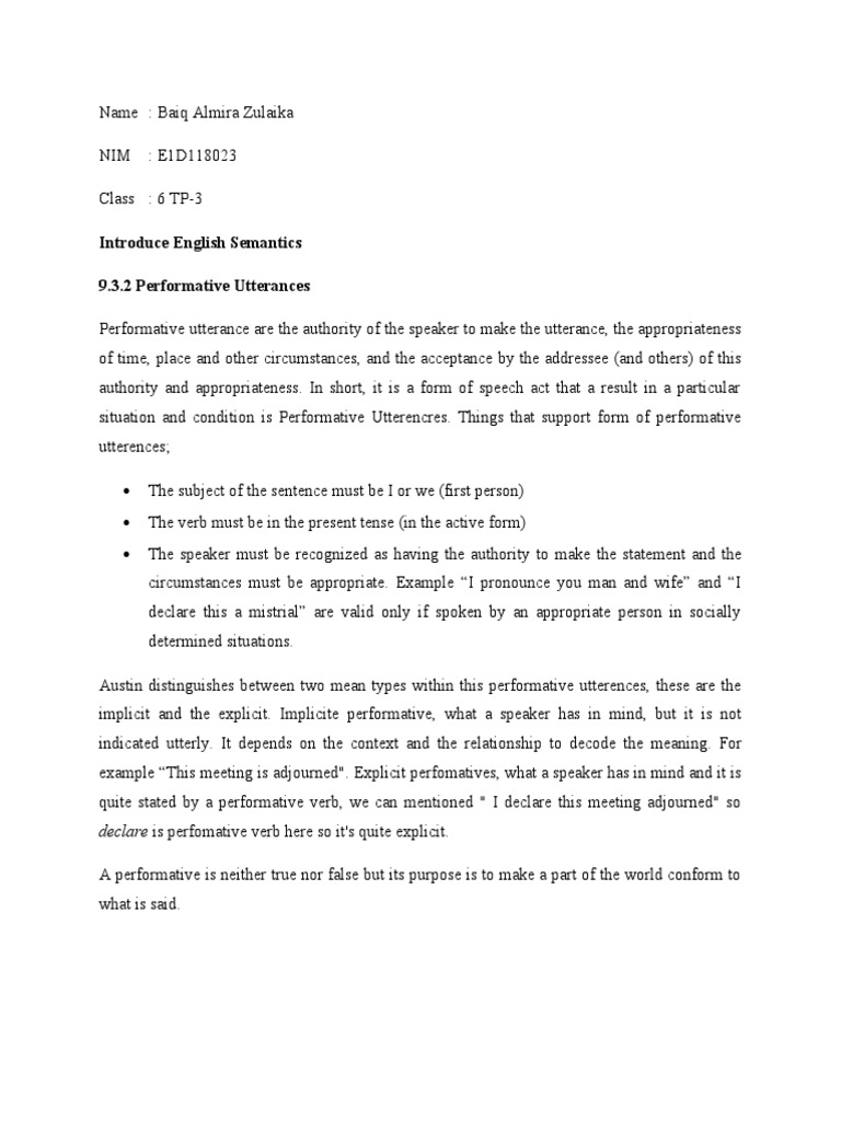 Understanding Performative Utterances | PDF