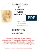 Nursing Care of Patient With Dementia