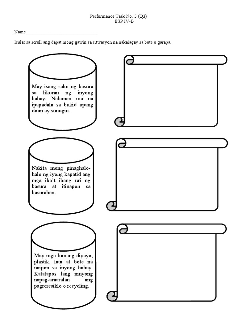 Performance Task No 3 Q3 ESP IV-b | PDF