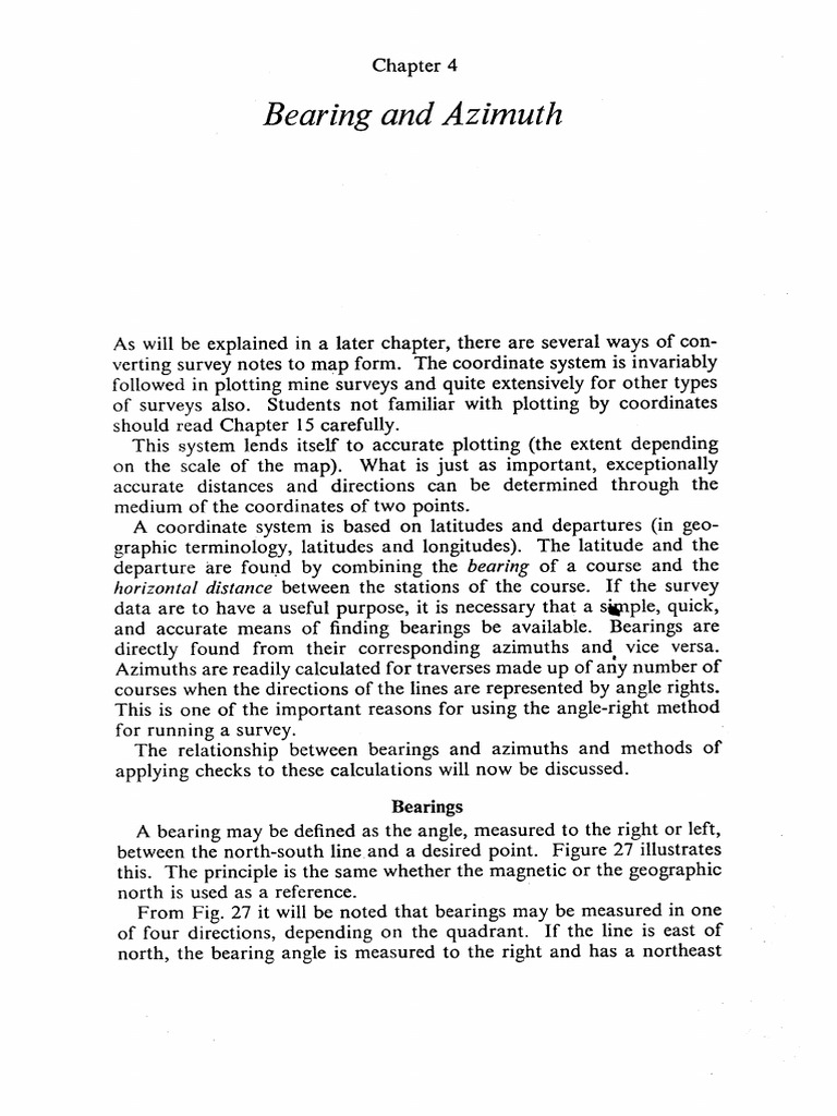 4 Bearing And Azimuth Pdf Surveying Latitude