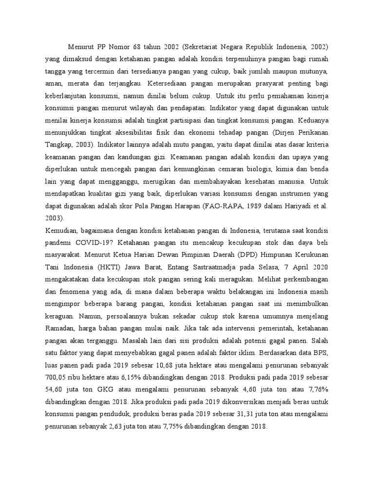 Ketahanan Pangan Indonesia di Era COVID-19 | PDF | Ilmu Sosial ...