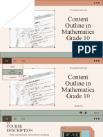 Content Outline in Mathematics Grade 10: Edit View