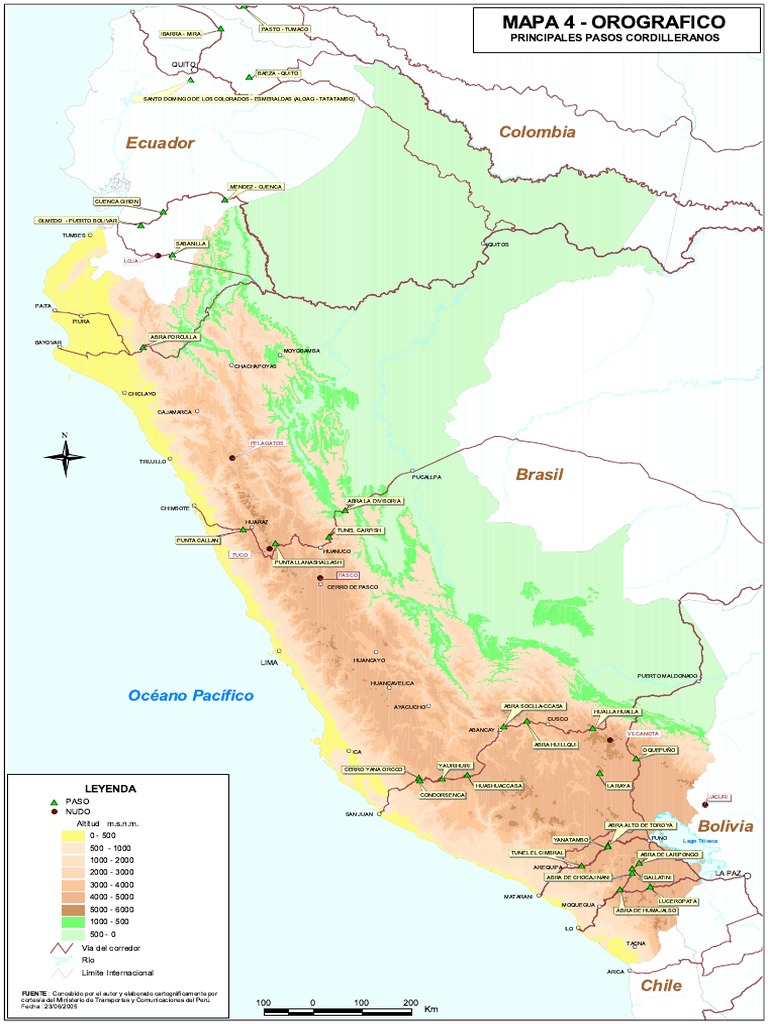Mapa 04 Pasos De Cordillera PDF Am rica Del Sur Per 