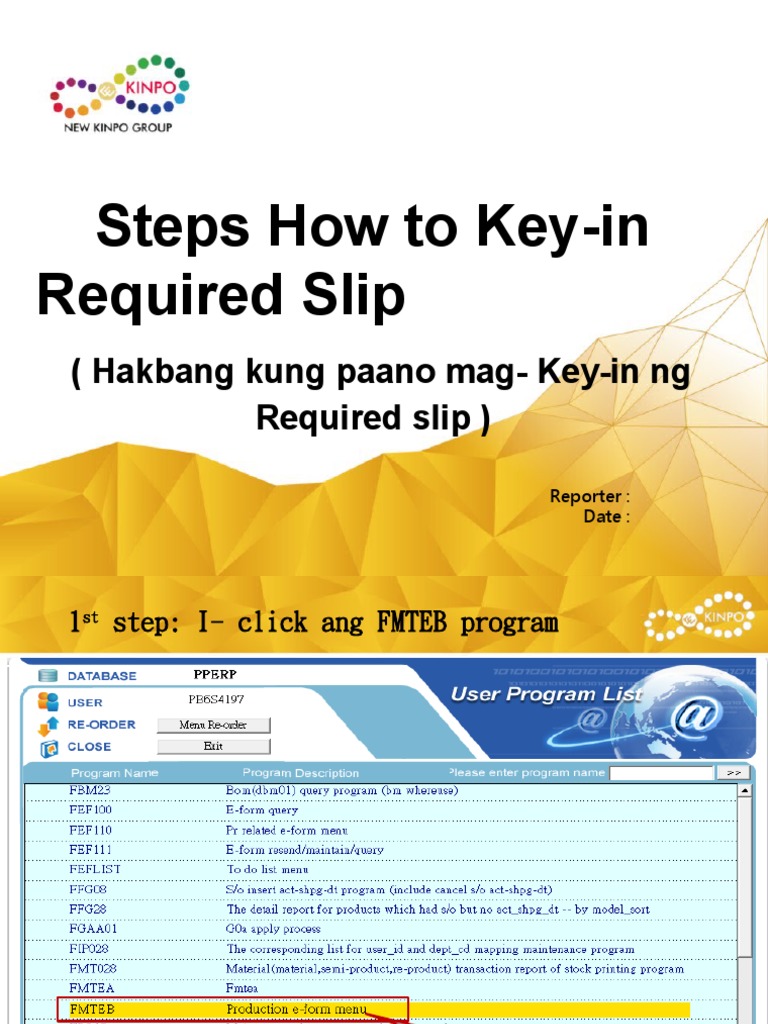 How To KeyIn Required Slip (With Tagalog) PDF