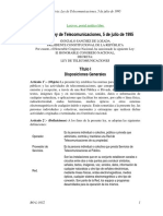 Bolivia: Ley de Telecomunicaciones, 5 de Julio de 1995: Título I Disposiciones Generales
